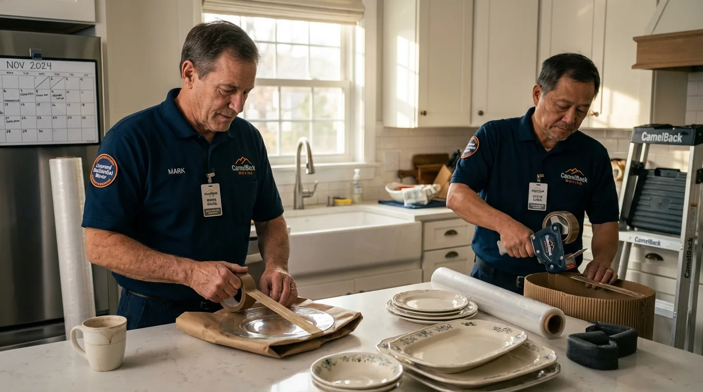 Professional crew packing kitchen dishware in Canton, PA